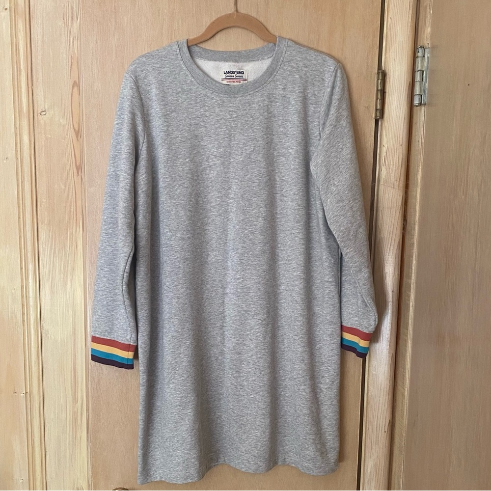 LANDS’ END SERIOUS SWEATS FRENCH TERRY SWEATSHIRT DRESS SZ PETITE LARGE - Picture 5 of 7